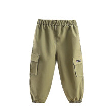 Boys Cargo Pants Green Elastic Cuff Full Length 6M-5Y