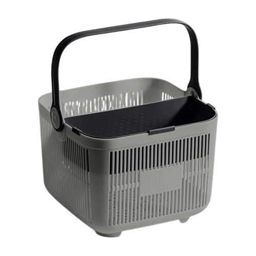 Panier de douche en plastique avec poignée, gris 2