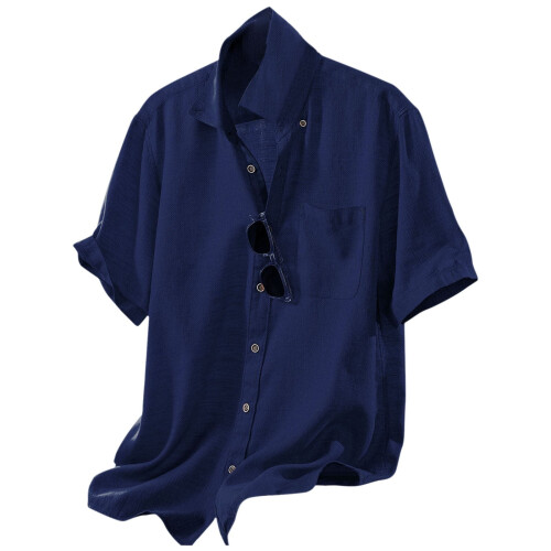 Giacca casual da uomo in cotone e lino a maniche corte 2
