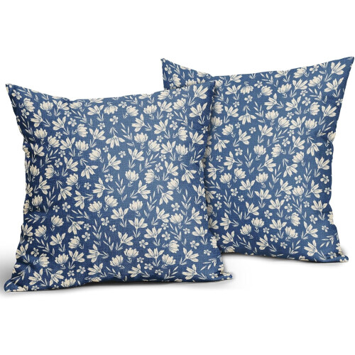Conjunto de 2 capas de almofada florais em linho, 45x45 cm (18x18 polegadas). 1