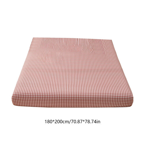 Drap-housse vichy en coton doux lavé simple 2