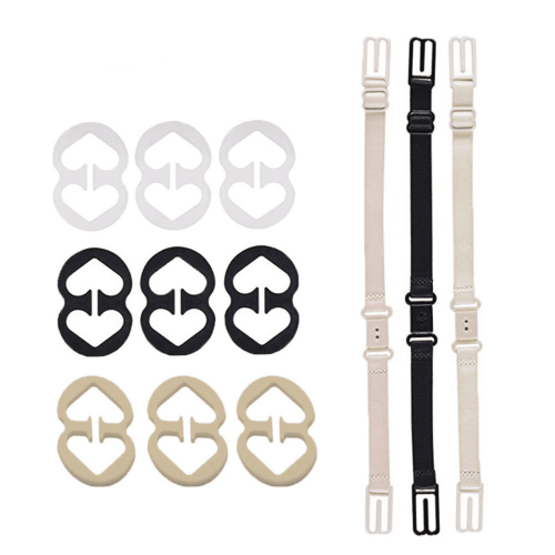 Bra Strap Clips Clear Cross-Back Non-Slip 9 Pieces