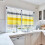 Kitchen Curtains Set Yellow Grey White Striped Abstract Art 5