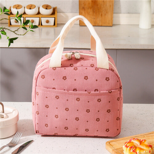 Isolierte Lunchtasche aus Cord mit Erdbeermuster, 1 Stück 1