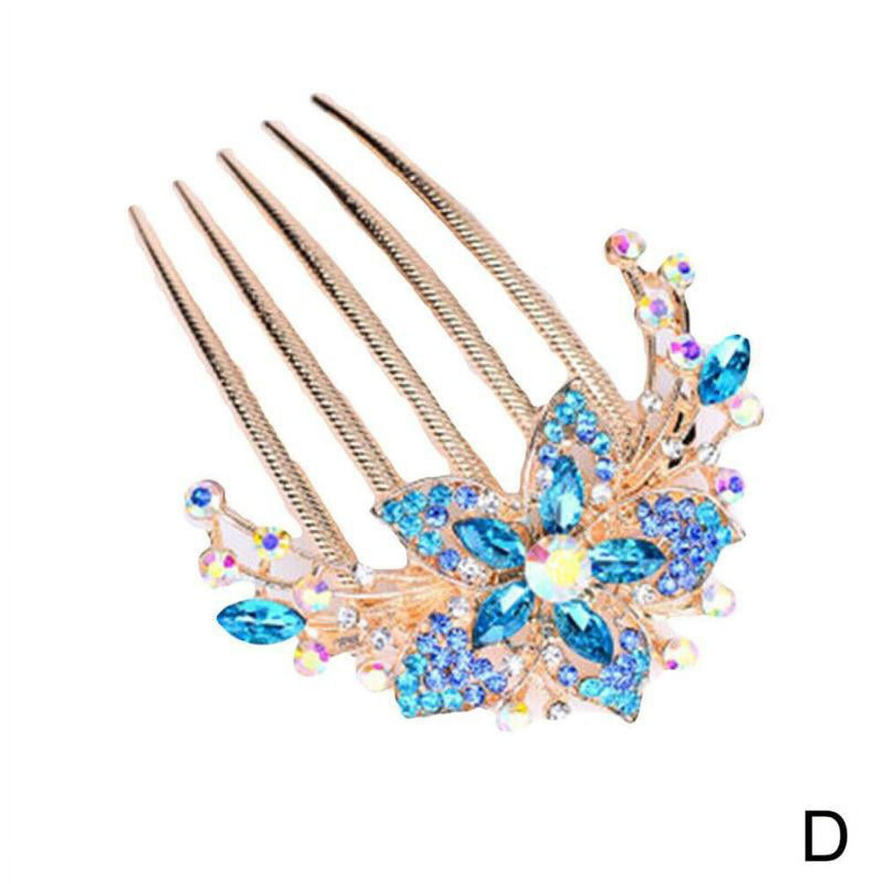 Women's rhinestone flower hair comb
