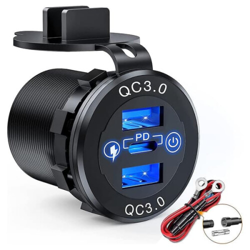 Billader USB-C PD3.0 + Dobbel QC3.0 60W Svart 2