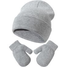 Baby Beanie and Gloves Set Gray 2-5T