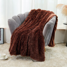 Faux Fur Throw Blanket Brown 31x47 Inches