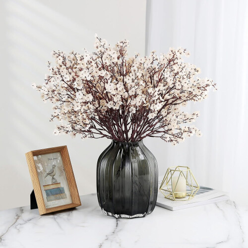 Fiori artificiali di Gypsophila in seta, beige e marrone, 12 pezzi 1
