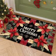 Christmas door mat outdoor black washable 18x30 inch