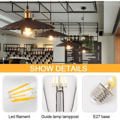 Λαμπτήρας LED E27ST64 4W2200K θερμό λευκό, συσκευασία των 6 2