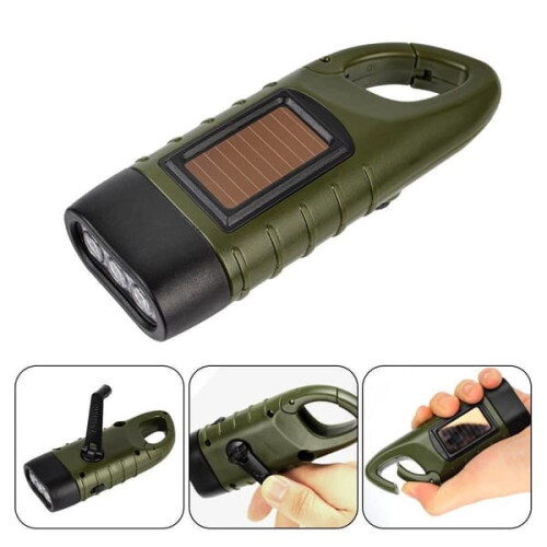 Dynamo Flashlight Black with Solar Cells 2-Pack 2