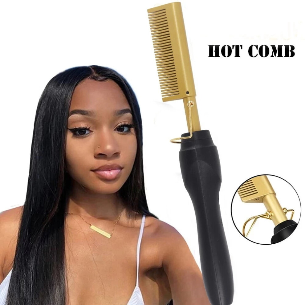 Electric Heating Comb Hair Straightener and Curler