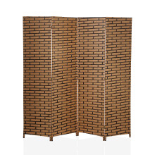 Room Divider 4-Panel Folding Screen 6FT Hand-Woven Design