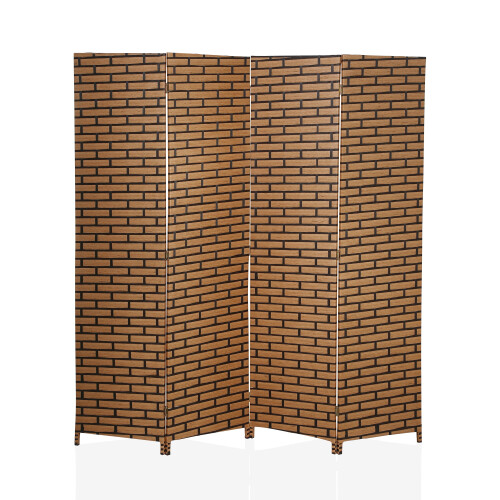 Room Divider 4-Panel Folding Screen 6FT Hand-Woven Design