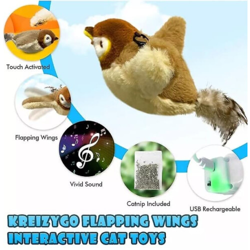 Interactive Flying Bird Cat Toy with Fluttering Wings 2