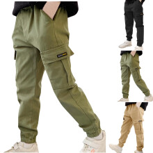 Boys' durable school pants solid color with pockets