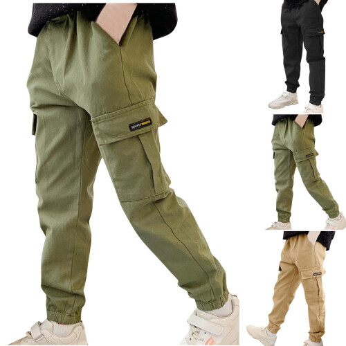 Boys' durable school pants solid color with pockets