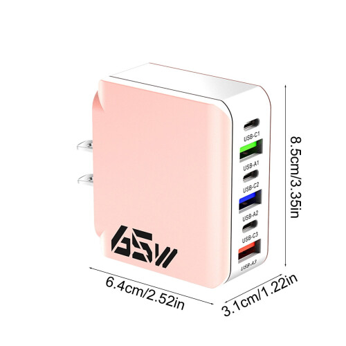 Γρήγορος φορτιστής USB-C 65W, συμπαγής σταθμός ταξιδιού 6 θυρών 2