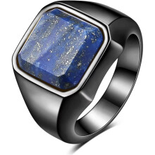 Anel de sinete quadrado banhado a ouro 14K ou prata para homens