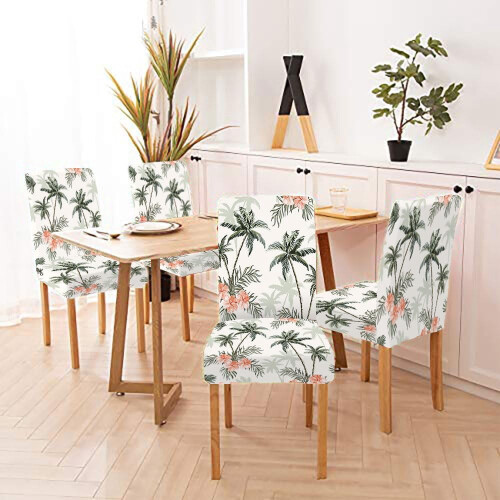 Ensemble de 4 housses pour chaise Parsons, motif tropical 2
