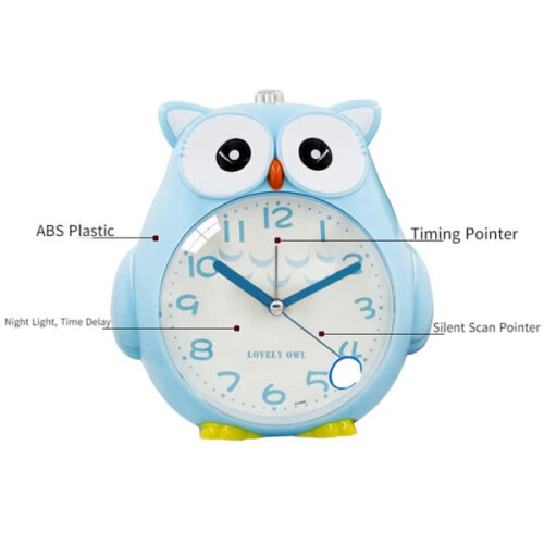 Owl Alarm Clock with Night Light Blue 1 Pack 2