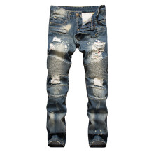 Jean skinny pour homme, délavage foncé, longueur standard avec poches