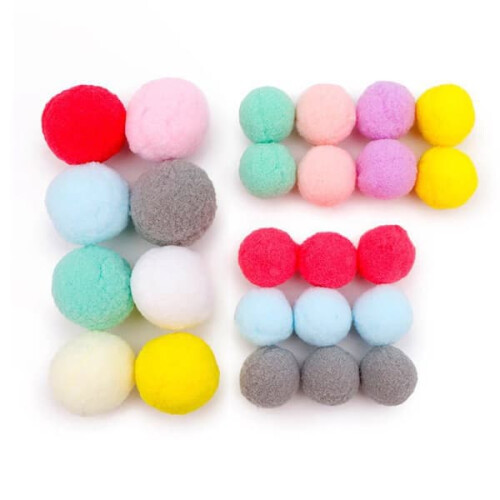 Kattelegetøjsbolde bløde farverige 3 cm 50 stk.