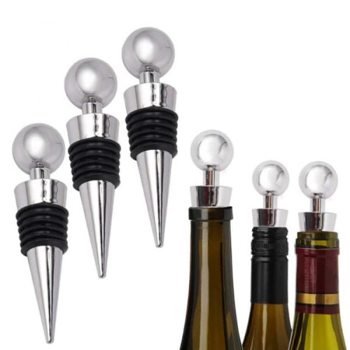 Metalen wijnstopper zilver, 3-pack 1