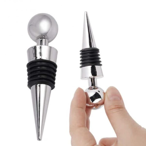 Metalen wijnstopper zilver, 3-pack 2