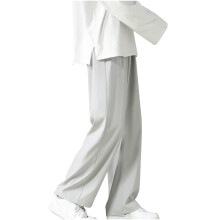 Pantalón casual caqui para hombre, sin planchado, corte clásico, cintura elástica.