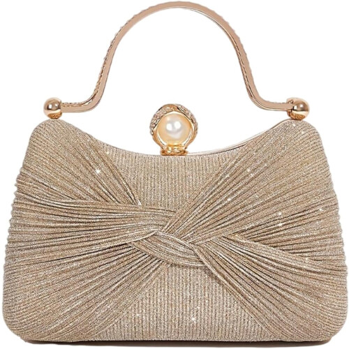 Γυναικείο γυαλιστερό ασημί πορτοφόλι clutch με παγιέτες και αλυσίδα