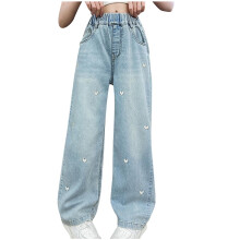 Teenager-Mädchen-Jeans mit weitem Bein, blau