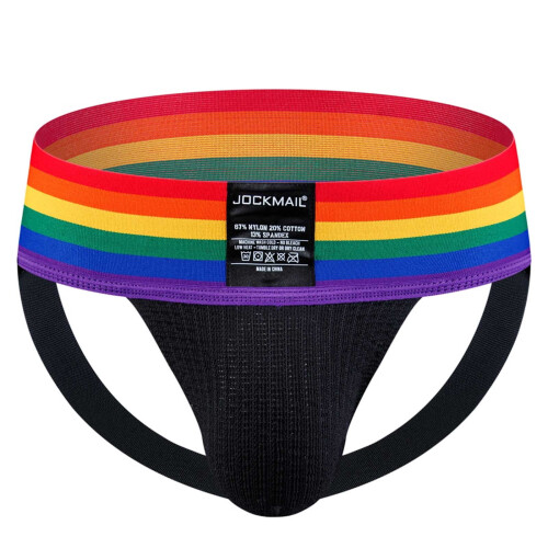 Herrethong med jockstrap, sort, åndbar, lift-trusser