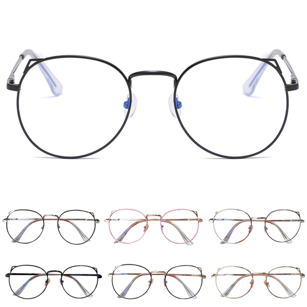 Blue Light Glasses Round Metal Frame Clear Lenses