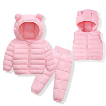 Conjunto térmico de invierno para niña pequeña, color rosa, 3 piezas