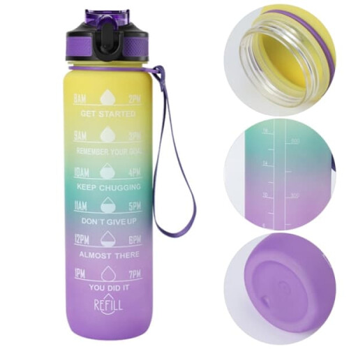 Water Bottle Sports Plastic Cup Light Blue 1000ml 2