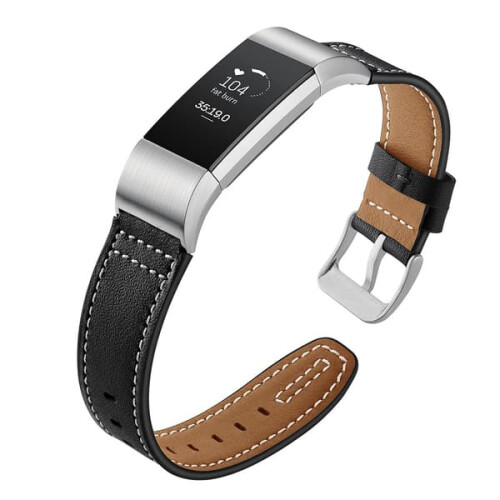 Ekte skinnrem til Fitbit Charge2, svart 2