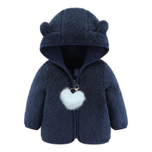 Baby fleece hoodie met rits en oortjes, marineblauw, 6-12 maanden