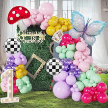 Wonderland Balloon Arch Kit Pink Yellow Green Purple