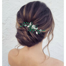 Peigne à cheveux de mariée orné de strass et de perles argentées