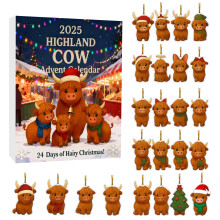 Kerstkalender met Schotse hooglandkoeien 2025, 24 stuks