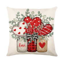 Clúdach Pillow Linen Lá Vailintín 18x18 orlach
