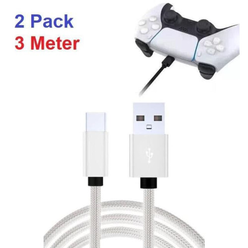 3 m langes PS5-Controller-Ladekabel, schwarz, 2er-Pack 2