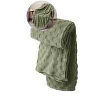 Coperta in pile Yoloke verde a quadri 3D, 50x60 pollici