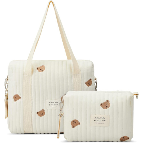 Bolsa de fraldas tipo sacola, acolchoada, em algodão (2 peças)