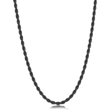 Schwarze Seilkette für Herren, 2,5 mm/3 mm