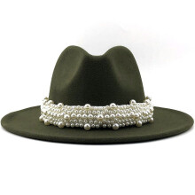 Damehat i britisk stil af uld med bred skygge, Fedora-hat i uld med