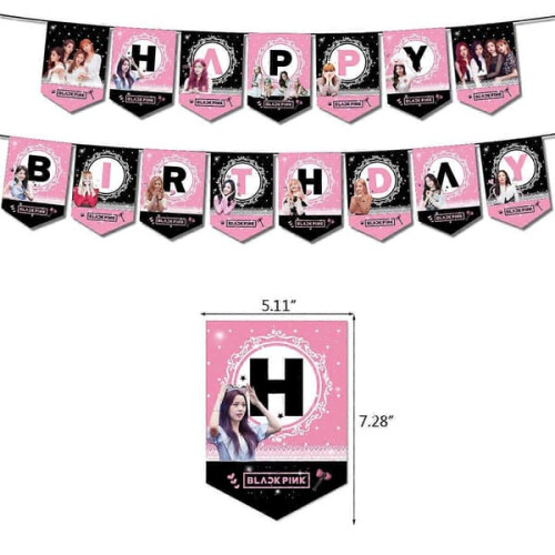 Blackpink Geburtstagsparty-Dekorationsset mit Banner, 2