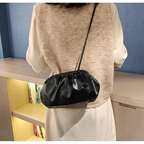 Bolso bandolera negro Soft Cloud Dumpling para mujer 1